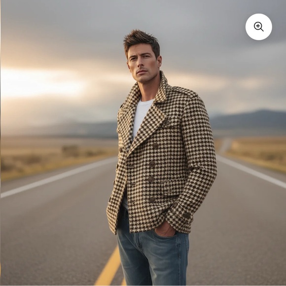Men’s Classic Houndstooth Wool Double‑Breasted Jacket – XL - Picture 6 of 7